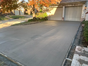 Driveway that has been freshly poured with concrete