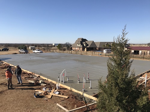 Freshly poured concrete slab