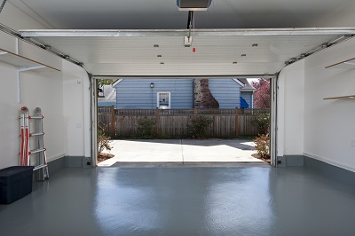Garage floor that has been painted grey