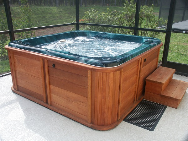 Hot tub on a concrete slab