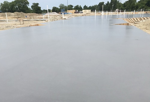 Freshly poured concrete slab