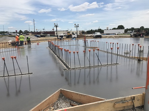 Freshly poured concrete slab