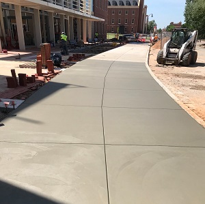 Commercial side walk being constructed